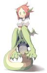  1girl 4139 bike_shorts blush_stickers dragon_girl female full_body monster_girl original pointy_ears simple_background solo tail tail_stand white_background wings yellow_eyes 