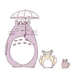  batta_(ijigen_debris) chen commentary hat hat_ribbon multiple_tails no_humans pillow_hat ribbon tail tassel tonari_no_totoro totoro touhou umbrella yakumo_ran yakumo_yukari 