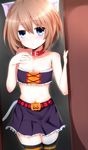  animal_ears bad_id bad_pixiv_id bare_shoulders blanc blue_eyes brown_hair cat_ears collar halloween highres looking_at_viewer midriff navel neptune_(series) open_mouth shironeko_haru short_hair solo 