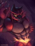  fire_belt incineroar male muscular nintendo nurikami pok&eacute;mon solo video_games 