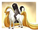  2016 anthro black_hair black_mane black_nose border casual_nudity digital_media_(artwork) duo equine feline feral fingerless_(marking) fur gradient_background grey_fur grey_tail hair hooves horse huge_tail lapres lion long_mane long_tail male mammal mane mane_hair mane_motif nude outside_border quadruped rekzar riding side_view simple_background smile tail_tuft toeless_(marking) tuft watermark white_border white_fur yellow_eyes yellow_mane yellow_tail 