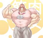  brown_eyes brown_hair extreme_muscles flex happy tight_shirt 