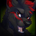  anthro canine fangs fur hair jackiejackal male mammal open_mouth smile solo teeth tongue 