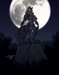  2016 anthro areola big_breasts blood breasts canine claws empty_eyes erect_nipples female forest glowing glowing_eyes inner_ear_fluff mammal moon neck_tuft night nipples nude outside pussy solo spotty_the_cheetah standing toe_claws tree tuft were werewolf wide_hips 