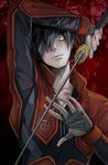  black_hair drifters looking_at_viewer male_focus n_3203 shimazu_toyohisa silver_eyes solo sword weapon 