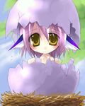  animal_ears asahina blush egg eggshell_hat hatching lowres mystia_lorelei pink_hair short_hair solo touhou yellow_eyes 