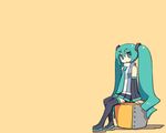  aqua_eyes aqua_hair chan_co hatsune_miku long_hair necktie sitting solo thighhighs very_long_hair vocaloid 