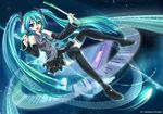  aqua_eyes aqua_hair detached_sleeves hatsune_miku headset highres legs long_hair microphone necktie open_mouth piano_keys skirt solo spring_onion thighhighs twintails ushas very_long_hair vocaloid 