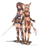  animal_ears cat_ears final_fantasy final_fantasy_xi hume mithra mizutani_tooru multiple_girls tail 