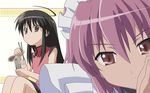  black_hair brown_eyes china_dress chinese_clothes cup_ramen dress long_hair maid multiple_girls non-web_source pink_hair shakugan_no_shana shana short_hair wilhelmina_carmel 