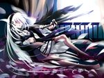  caffein doll_joints dress frills hairband long_hair red_eyes rozen_maiden solo suigintou sword weapon white_hair wings 