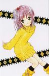 :o ankle_boots black_legwear boots brown_eyes cross_hair_ornament dress hair_ornament hinamori_amu looking_at_viewer parted_lips peach-pit pink_hair shugo_chara! solo sweater sweater_dress turtleneck yellow_dress yellow_footwear 