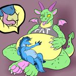  ambiguous_gender anteater belly big_belly blue_fur dragon fur licking licking_navel mammal navel navel_penetration navel_poke outie_navel penetration reptile scalie tongue tongue_out yagi-no-baka 