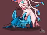  all_fours blush bow_tie cum doggystyle duo eeveelution from_behind_position glaceon male male/male mauve_background nintendo penis pok&eacute;mon sex simple_background sylveon video_games 