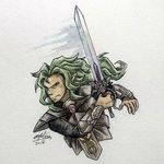  armor elf from_software green_hair king&#039;s_field merrill_ur seath&#039;s_sword sword 