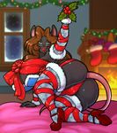  amber_eyes anthro beatrix_vollmer big_breasts big_butt big_ears black_nose breasts brown_hair butt christmas cleavage clothed clothing demien dildo eyewear female footwear glasses hair high_heels holidays holly_(plant) huge_breasts huge_butt legwear lights lingerie long_hair looking_at_viewer mammal plant prehensile_tail rat ribbons rodent sex_toy shoes skimpy smile solo stockings teacher thigh_highs 