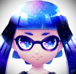  artist_name bad_id bad_pixiv_id blue_eyes blue_hair closed_mouth domino_mask face gradient gradient_background highres inkling kisaragi_yuu_(fallen_sky) mask multicolored multicolored_eyes multicolored_hair purple_eyes purple_hair signature smile solo splatoon_(series) splatoon_1 vignetting 