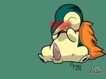  blush bow_tie cum cyndaquil fak&eacute;mon fusion green_background growlithe male nintendo penis pok&eacute;mon simple_background solo video_games 