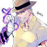  aqua_eyes artist_name bad_id bad_pixiv_id beard facial_hair gloves grey_hair grin hat heart hermit_purple highres jojo_no_kimyou_na_bouken joseph_joestar kisaragi_yuu_(fallen_sky) male_focus one_eye_closed pointing polo_shirt signature smile solo stand_(jojo) stardust_crusaders upper_body white_gloves wrinkles 