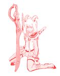  asriel_dreemurr blush boss_monster bulge caprine clothed clothing crossdressing goat horn kneeling legwear long_ears male mammal melee_weapon pharaocat skirt stockings sword undertale video_games weapon 