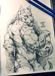  anthro athletic biceps big_muscles canyne_khai fur kawe male muscular muscular_male sketch solo 