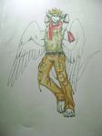  angel angel_dragon anthro cerezo clothing dragon feathered_wings feathers scalie siegfried smile standing wings 