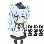  acchi_kocchi animal_ears animated animated_gif cat_ears hibiki_(kantai_collection) jitome kantai_collection korean long_hair lowres miniwa_tsumiki navy_blue_hat 