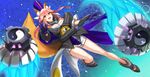  :d animal_ears breasts cleavage fate/extella fate/extra fate_(series) fox_ears fox_tail gloves highres hinomoto_madoka japanese_clothes kimono large_breasts looking_at_viewer open_mouth pink_hair purple_gloves smile solo tail tamamo_(fate)_(all) tamamo_no_mae_(fate) yellow_eyes 