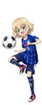  ball full_body girls_und_panzer j._league katyusha mito_hollyhock soccer soccer_ball soccer_uniform solo sportswear transparent_background 