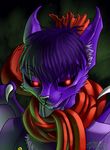 bat demon mammal portrait purple_skin red_eyes scarf slash_freezen video_games wings 