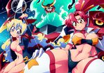  2girls bare_legs breasts curvy female hair_ornament long_hair looking_at_viewer mecha multiple_girls nia_teppelin ponytail smile tengen_toppa_gurren_lagann thong underboob yoko_littner 