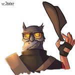  anthro avian bird clothing derp_eyes eyewear fingerless_gloves glasses gloves hat jedayskayvoker male owl simple_background sir_shootsalot sniper_(team_fortress_2) solo team_fortress_2 valve video_games white_background yellow_sclera 