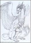 ambiguous_gender claws dragon feathered_dragon feathered_wings feathers feral fur furred_dragon isvoc nude open_mouth simple_background sketch solo standing teeth traditional_media_(artwork) white_background wings 