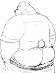  12beat13 anthro bear beat_you_(artist) big_butt blush butt clothed clothing fundoshi japanese_clothing male mammal monochrome mooning pants_down partially_clothed presenting presenting_hindquarters rear_view simple_background solo underwear undressing white_background 