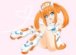  ass blue_eyes crawford_(semochan) gloves neptune_(series) open_mouth orange_hair orange_heart power_symbol smile solo symbol-shaped_pupils twintails 