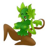  anthro areola big_breasts breasts digital_media_(artwork) female flora_fauna green_nipples huge_breasts humanoid mammal nipples not_furry nude open_mouth plant pussy simple_background smile solo thompson-vonjung tongue waloe 