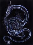  ambiguous_gender black_background curved_horn dragon eastern_dragon feral ghost_dragon horn isvoc nude painting simple_background solo traditional_media_(artwork) 