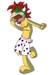  anthro bowser_jr. boxers_(clothing) clothed clothing hair heart_boxers horn koopa lucario-sensei male mario_bros nintendo open_mouth reptile scalie shell-less solo stretching topless underwear video_games waking_up yawn 
