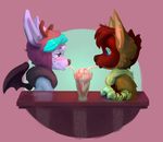  bat_wings cervine chibi cute deer dessert diner drinking female food freckles hyena ice_cream male mammal membranous_wings milkshake romantic_couple stealthnachos wings 