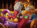  2016 animal_genitalia animal_penis anthro anthrofied applejack_(mlp) big_breasts big_macintosh_(mlp) big_penis blonde_hair bottomless breasts brother brother_and_sister clothed clothing cutie_mark earth_pony equine equine_penis eyelashes faceless_male female fluttershy_(mlp) freckles friendship_is_magic fur gloves green_eyes group group_sex hair hand_on_breast horse inside licking long_hair male male/female mammal my_little_pony open_mouth oral pegasus penis penis_lick pink_hair pony precum red_fur sex sibling sister teal_eyes threesome titfuck tongue tongue_out vein wings yellow_fur zwitterkitsune 