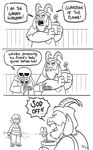  animated_skeleton asgore_dreemurr black_and_white bone boss_monster caprine chara_(undertale) clothed clothing comic english_text flower fur goat hair human knife lynxgriffin mammal monochrome plant sans_(undertale) skeleton speech_bubble text undead undertale video_games 