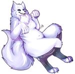  blue_eyes canine claws dog female fluffy fluffy_tail fur mammal nude samoyed teeth therealcyan thick_thighs white_fur wide_hips zvezda 