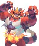  anthro armpits biceps claws feline fire incineroar looking_at_viewer male mammal muscular nintendo null-ghost pok&eacute;mon simple_background solo standing video_games white_background yellow_sclera 