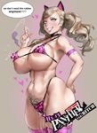  bikini blonde_hair breasts choker hairy huge_breasts kunaboto looking_at_viewer persona_5 pubic_hair takamaki_ann thick thick_thighs twintails wide_hips 
