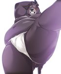  anthro bear big_butt blush bulge butt clothing colored dancing fundoshi japanese_clothing looking_at_viewer male mammal oak orchish_(pixiv) pole pole_dancing simple_background solo underwear white_background 