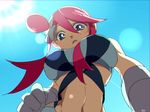  blue_eyes fuuro_(pokemon) gloves navel pokemon pokemon_bw red_hair 