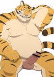  anthro balls colored erection eto1212 feline male mammal nude penis simple_background solo tiger white_background 