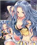  bikini blue_eyes blue_hair blush breasts cleavage comic e-co elite_four gen_2_pokemon houndoom karin_(pokemon) long_hair midriff navel pokemon pokemon_(creature) pokemon_(game) pokemon_hgss smile surfboard swimsuit translation_request umbreon 