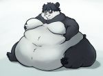  anthro barefoot bear belly belly_overhang big_belly big_butt black_fur black_hair blush butt catarsi claws double_chin fur hair hand_on_stomach huge_butt hyper hyper_belly hyper_butt love_handles male mammal milo_(maikeru64) moob_grab moobs morbidly_obese multicolored_fur navel nude obese obese_male overweight overweight_male panda simple_background sitting solo squeezing thick_thighs toe_claws two_tone_fur white_background white_fur wide_hips 
