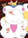  &lt;3 balls big_balls big_breasts breasts cock_vore digimon festive herm huge_balls huge_breasts hyper hyper_balls hyper_breasts hyper_penis intersex penis pillow renamon scarf sleeping smile soft_vore vore watermark yokomasho 